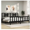 Image de Bedframe met hoofdbord massief hout zwart 200x200 cm3192580