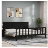 Image de Bedframe met hoofdbord massief hout zwart 200x200 cm3192645