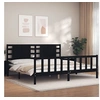 Image de Bedframe met hoofdbord massief hout zwart 200x200 cm3192840