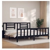 Image de Bedframe met hoofdbord massief hout zwart 200x200 cm3192905