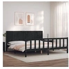 Image de Bedframe met hoofdbord massief hout zwart 200x200 cm3192970