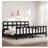 Image de Bedframe met hoofdbord massief hout zwart 200x200 cm3193035