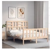Image de Cadre de lit avec tête de lit 140x200 cm bois massif, lit, mobilier de chambre à coucher, lit en bois, lit double, cadre de lit en bois