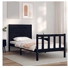 Image de Bedframe met hoofdbord massief hout zwart3193170