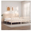 Image de Cadre de lit avec tête de lit super king bois massif, lit, mobilier de chambre à coucher, lit en bois, lit double, cadre de lit en bois