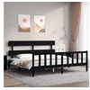 Image de Bedframe met hoofdbord massief hout zwart 200x200 cm3193295