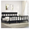 Image de Bedframe met hoofdbord massief hout zwart 200x200 cm3193360