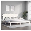 Image de Cadre de lit avec tête de lit blanc 200x200 cm bois massif, lit, meuble de chambre à coucher, lit en bois, lit double, cadre de lit en bois