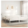 Image de Bedframe met hoofdbord massief hout wit 200x200 cm3194332
