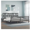 Image de Bedframe met hoofdbord massief hout grijs 200x200 cm3194398