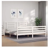 Image de Bedframe met hoofdbord massief hout wit 200x200 cm3194722