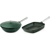 Image de SET DE POELES performance - Poêle wok 28 CM + Poêle grill 28 CM - Vert