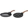 Image de SET DE POELES - Poêle à crêpe 26 CM + 28 CM - Crêpière - bois de marbre noir