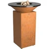 Image de Brasero plancha 75 Bois Acier Corten cuisson extérieure compact