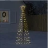 Image de Sapin de Noël à LED avec piquets 220 LED blanc chaud 180 cm, décoration de Noël, lumière LED, lumière de Noël 358100