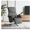 Image de Fauteuil Inclinable de Massage et Repose-pieds, Siège avec Accoudoirs, Chaise de Relaxation avec Dossier Salon, Moderne, Gris Foncé Tissu
