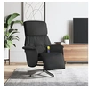 Image de Fauteuil Inclinable de Massage avec Repose-pieds, Siège avec Accoudoirs, Chaise de Relaxation avec Dossier Salon, Moderne, Noir Tissu 356671