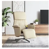 Image de Fauteuil Inclinable de Massage avec Repose-pieds, Siège avec Accoudoirs, Chaise de Relaxation avec Dossier Salon, Moderne, Crème Tissu