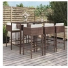 Image de Ensemble de bar de jardin avec coussins 7 pcs marron poly rotin, ensemble de table de bar, table et chaise de bar, 3200649