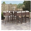 Image de Ensemble de bar de jardin 9 pcs avec coussins marron poly rotin, ensemble de table de bar, table et chaise de bar, 3200650