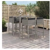Image de Ensemble de bar de jardin 5 pcs avec coussins gris poly rotin, ensemble de table de bar, table et chaise de bar, 3200659