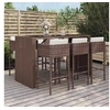 Image de Ensemble de bar de jardin avec coussins 7 pcs marron poly rotin, ensemble de table de bar, table et chaise de bar, 3200663