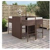 Image de Ensemble de bar de jardin avec coussins 5 pcs marron poly rotin, ensemble de table de bar, table et chaise de bar, 3200669