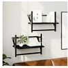 Image de Etagères murales avec barres 2 pcs noir 40x25x30 cm 836238