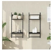 Image de Etagères murales à 2 niveaux avec barres 2 pcs noir 30x25x65 cm 836253