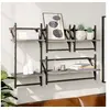 Image de Ensemble d'étagères murales avec barres 4 pcs sonoma gris 836266