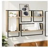 Image de 4-delige Wandschappenset met stangen bewerkt hout sonoma eiken836309
