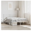 Image de Cadre de lit métal avec tête de lit blanc 140x190 cm 355316