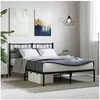 Image de Cadre de lit mï¿½tal sans matelas avec tï¿½te de lit noir 120x190cm