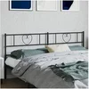 Image de Tête de Lit, Accessoire de Lit avec Pieds, Tête de Cadre de Lit, Meuble de Chambre à Coucher Maison Intérieur, Métal Noir 180 cm