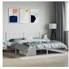 Image de Cadre de lit métal sans matelas et tête de lit blanc 180x200 cm