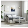Image de Cadre de lit mï¿½tal sans matelas et pied de lit blanc 120x190 cm