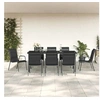 Image de Ensemble à manger de jardin 9 pcs noir textilène et acier 3200701