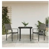 Image de Ensemble à manger de jardin 3 pcs noir textilène et acier, ensemble à manger d'extérieur, salon de jardin, table à 3200734