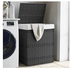 Image de Panier à linge avec couvercle gris 46x33x60 cm résine tressée 372031