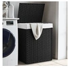 Image de Panier à linge avec couvercle noir 46x33x60 cm résine tressée 372032