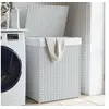 Image de Panier à linge avec couvercle blanc 46x33x60 cm résine tressée 372033