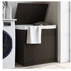 Image de Panier à linge avec 2 sections marron foncé 53x35x57 cm