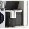 Image de Panier à linge avec 2 sections gris 53x35x57 cm résine tressée 372036