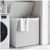 Image de Panier à linge avec 2 sections blanc 53x35x57 cm résine tressée 372038