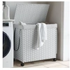 Image de Panier à linge avec roulettes blanc 60x35x60,5cm résine tressée