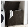 Image de Panier à linge avec roulettes marron foncé 66x35x60 cm