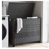 Image de Panier à linge avec roulettes gris 66x35x60 cm résine tressée 372046