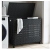 Image de Panier à linge avec roulettes noir 66x35x60 cm résine tressée 372047