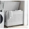 Image de Panier à linge avec roulettes blanc 66x35x60 cm résine tressée 372048