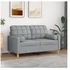 Image de Canapé 2 places avec oreillers gris clair 120 cm tissu